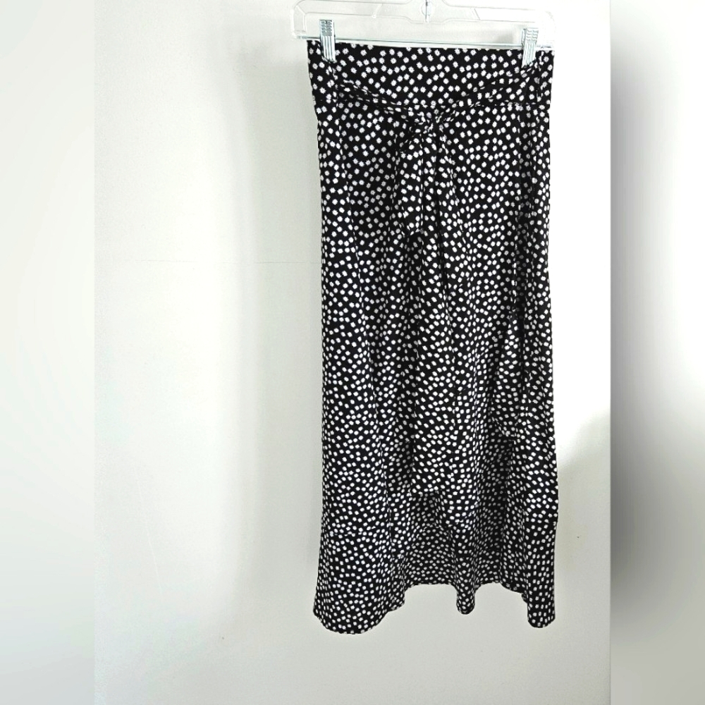 Anthropologie Senlis Black White Hi Lo Wrap Skirt